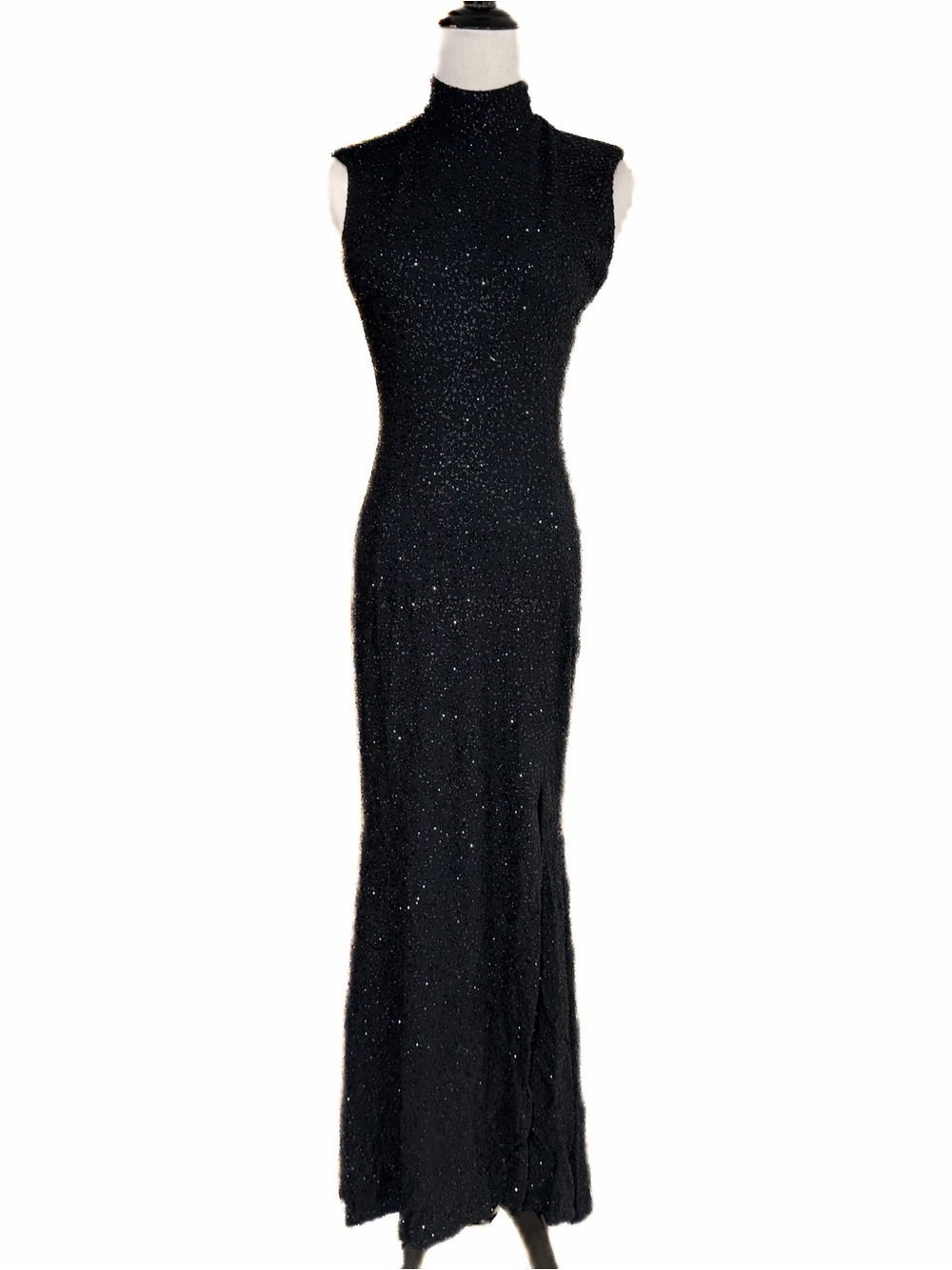Badgley Mischka Black Sleeveless Formal Maxi Dress Gown Sz 8